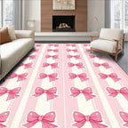 Pink Bow Pattern With Stripes Rug
