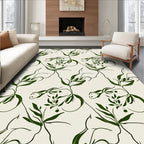 Dark Green Botanical Abstract Design Rug