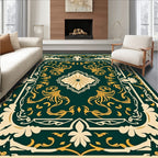 Elaborate Floral Medallion Vine Design Rug