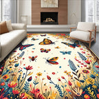 Vibrant Butterflies Blooming Garden Pattern Rug