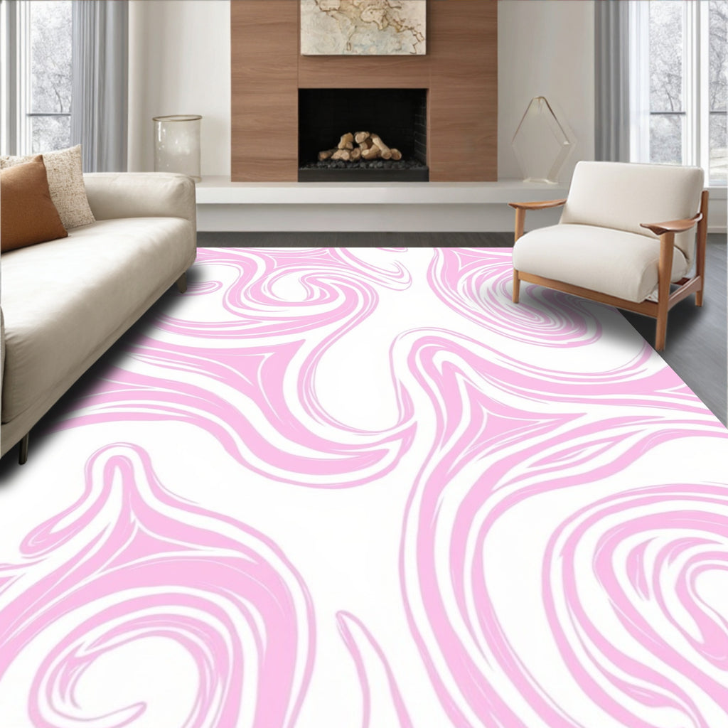 Soft Pink Swirl Pattern Design Rug