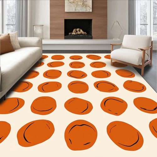 Abstract Orange Rounds Pattern Rug