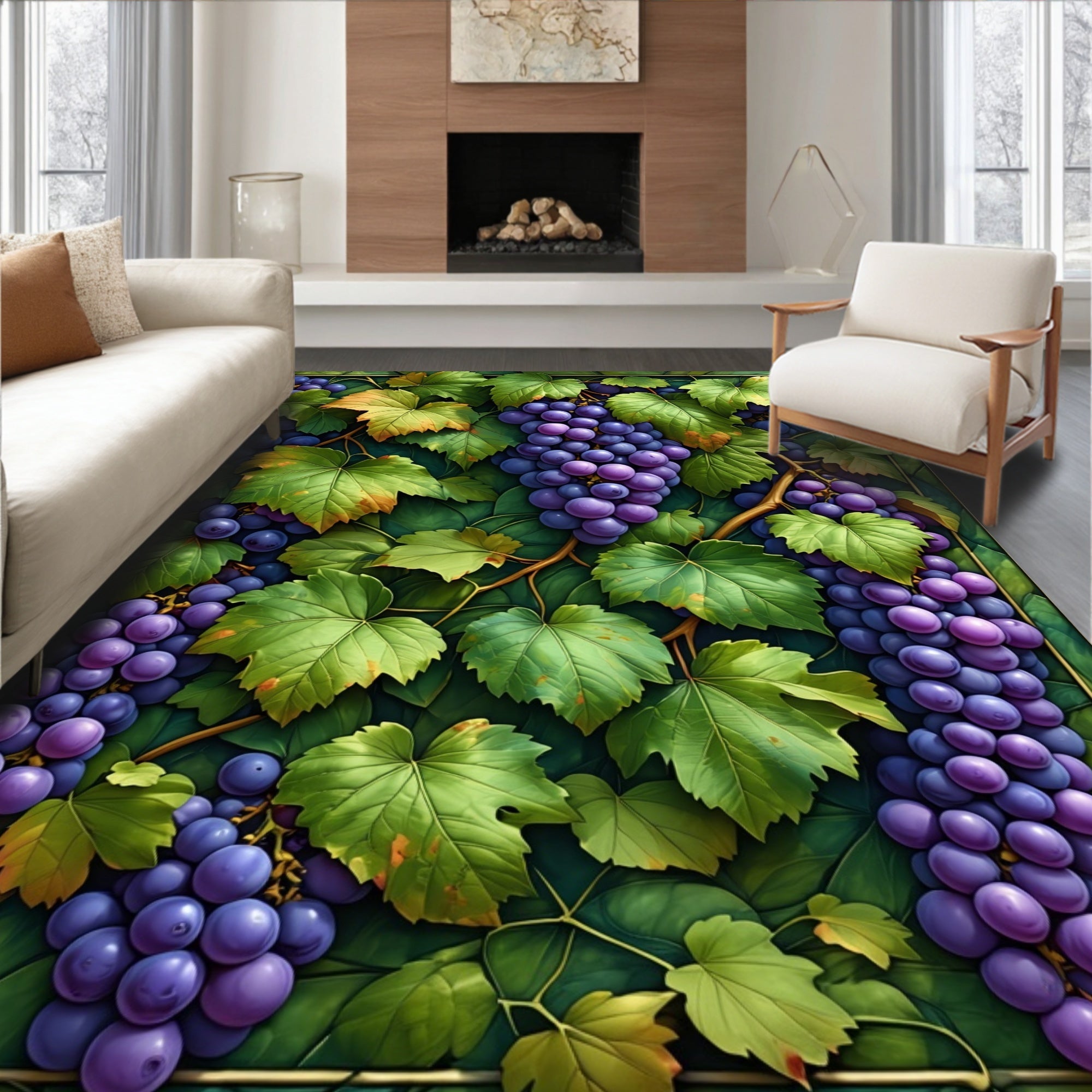 Vineyard Grape Leaf Pattern Rug