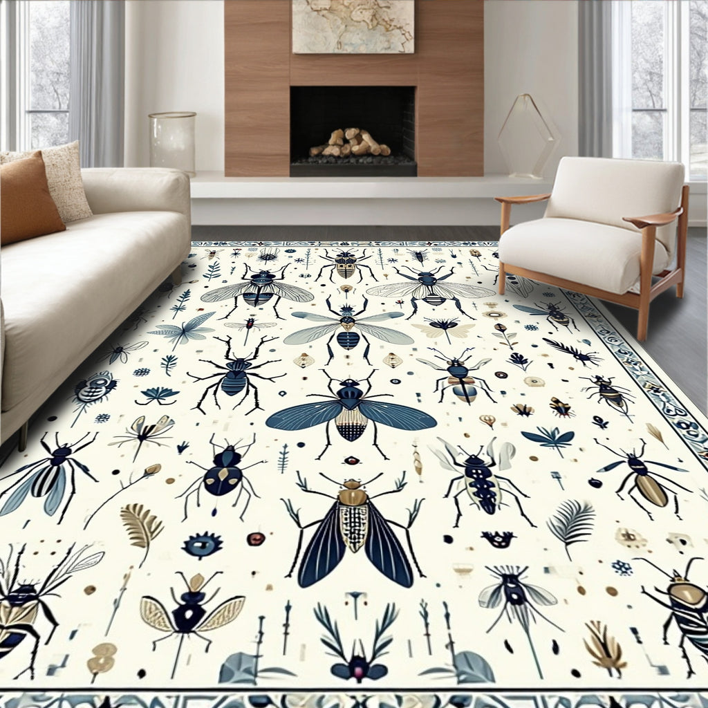 Nature Insect And Botanical Pattern Rug
