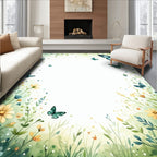 Whimsical Butterfly Meadow Watercolor Rug