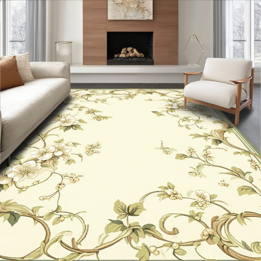 Vintage Floral Vine Botanical Design Rug