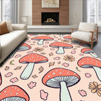 Whimsical Woodland Mushroom Flower Pattern Rug