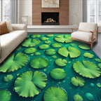 Verdant Lily Pads Pond Design Rug