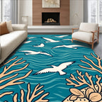 Ocean Bird Coral Abstract Pattern Rug