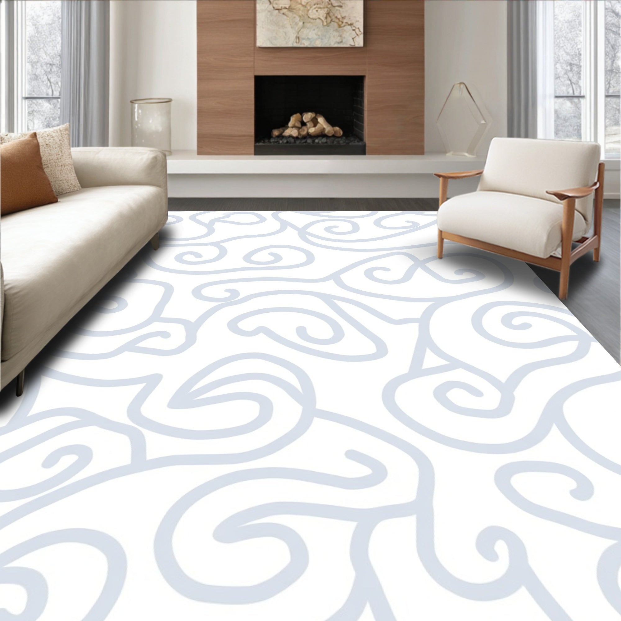 Subtle Swirl Abstract Pattern Design Rug
