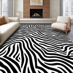 Bold Black White Animal Print Rug