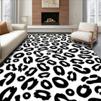 Bold Black White Leopard Print Pattern Rug