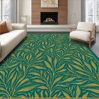 Green Gold Botanical Art Nouveau Rug