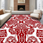 Elegant Red Floral Mandala Design Rug