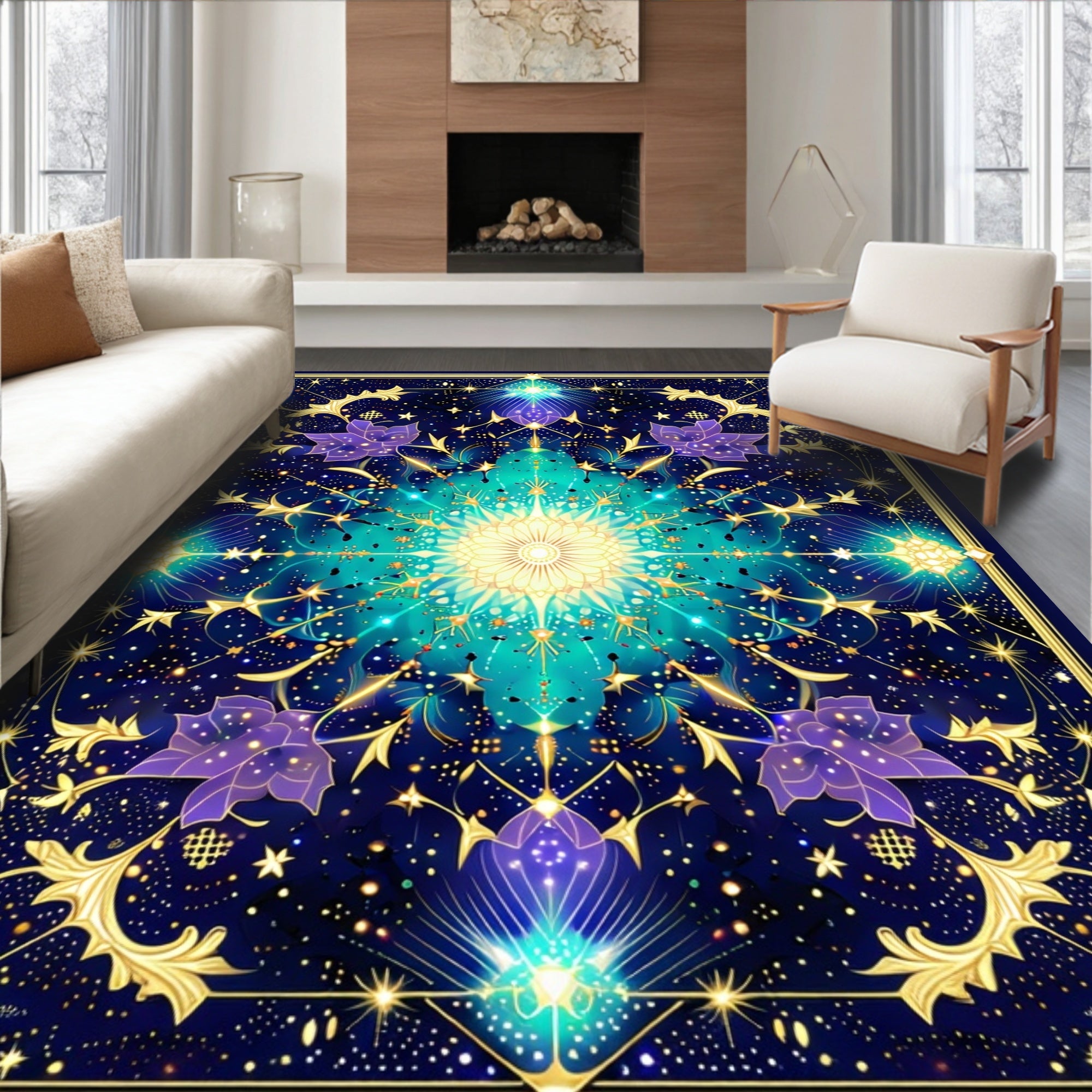 Celestial Garden Mandala Inspired Design Rug