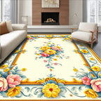Floral Frame Centerpiece Design Rug