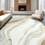 White and Gold Fluid Streaks Rug