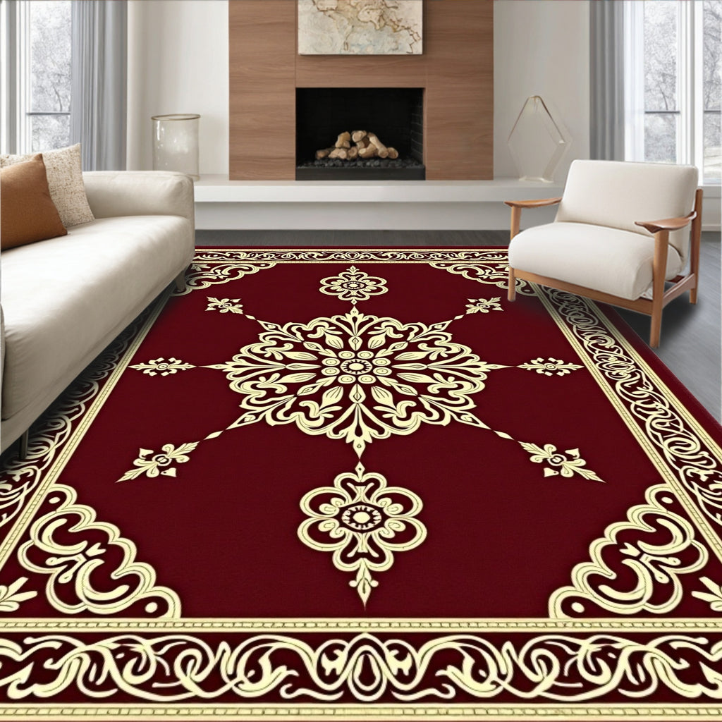 Crimson Antique Floral Medallion Rug