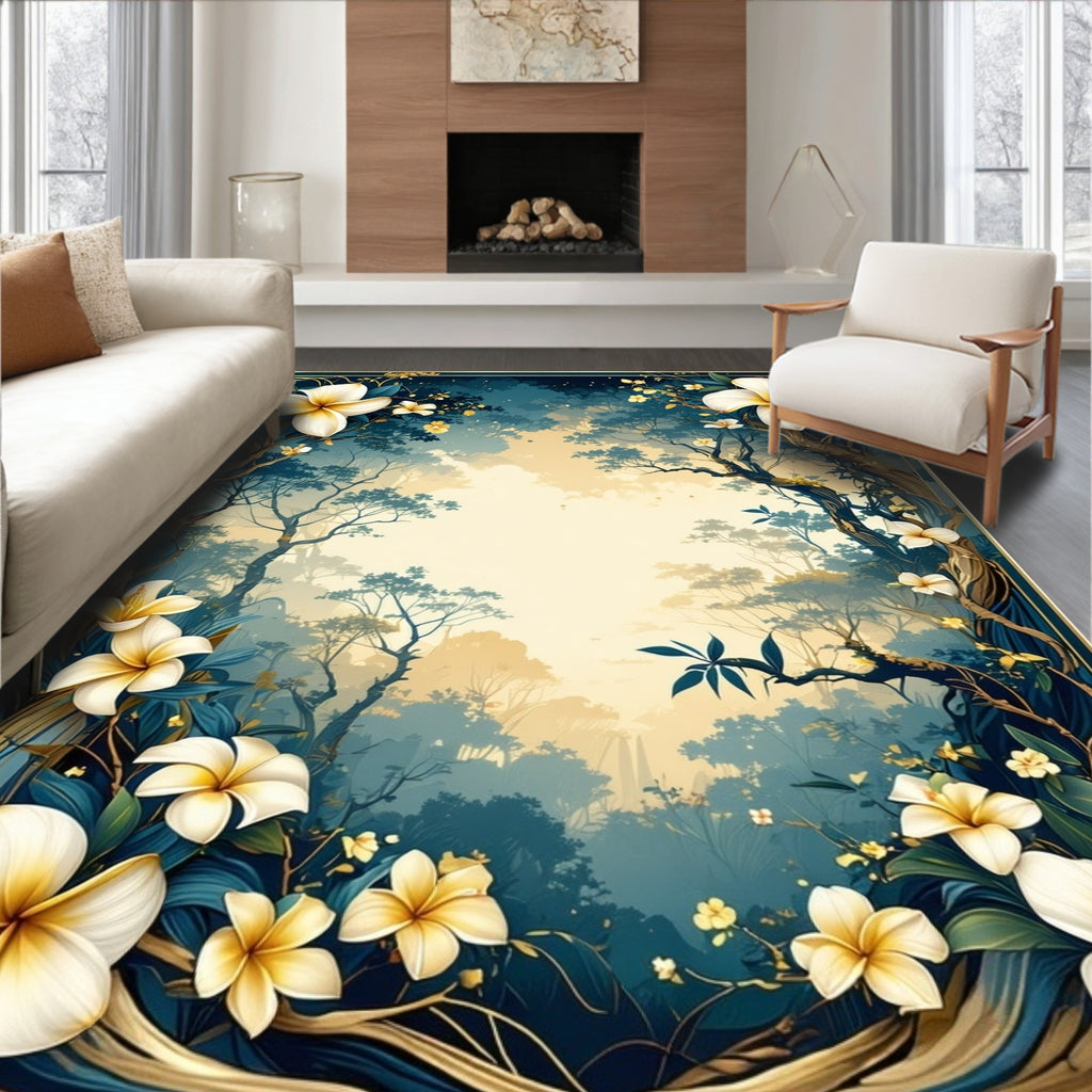 Enchanted Floral Forest View Rug