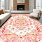 Pink Floral Mandala Pattern Rug