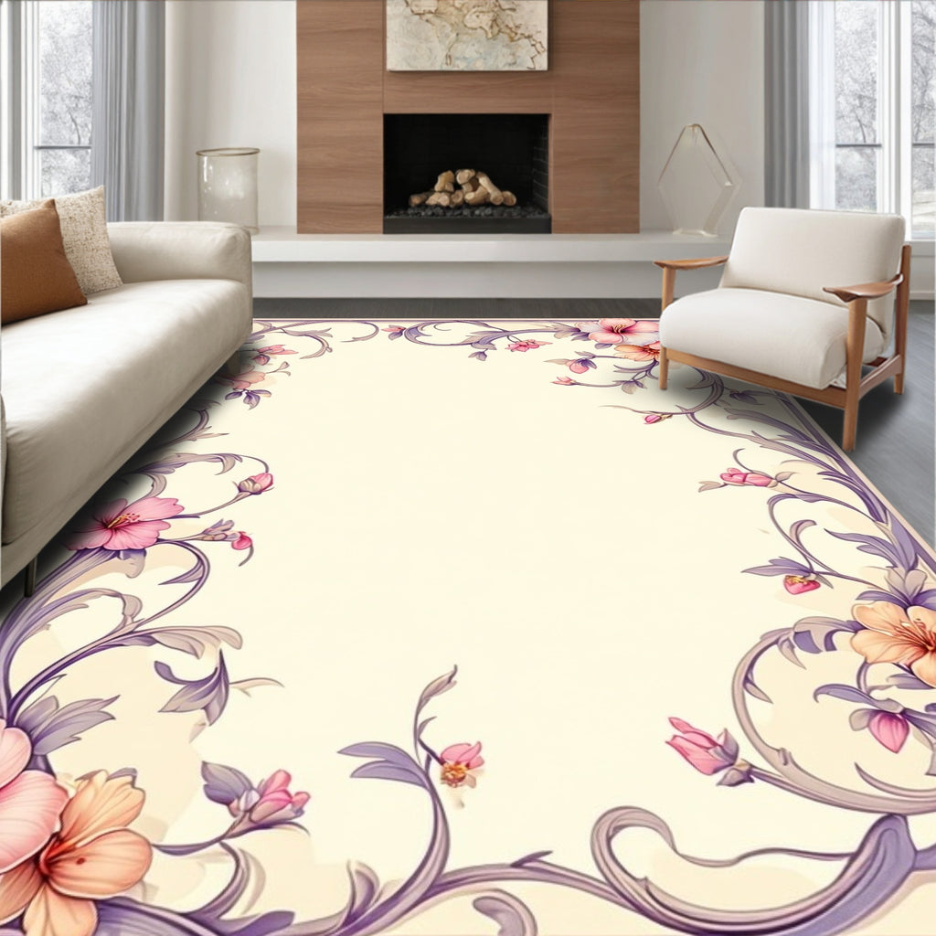 Ornate Floral Vine Pattern Rug