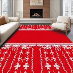 Bold Red White Floral Arch Rug