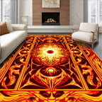 Fiery Abstract Sun Mandala Rug