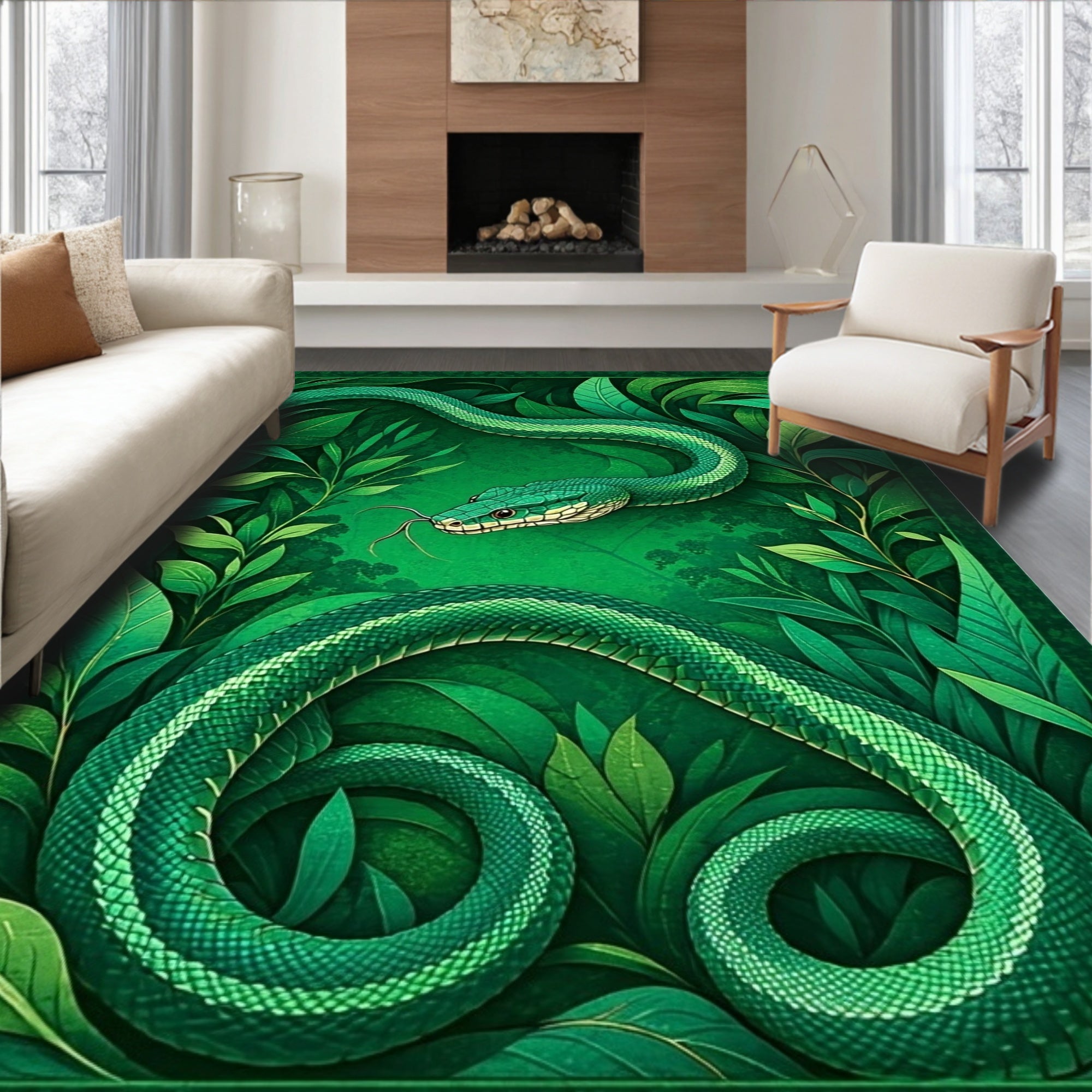 Emerald Serpent Forest Dream Rug