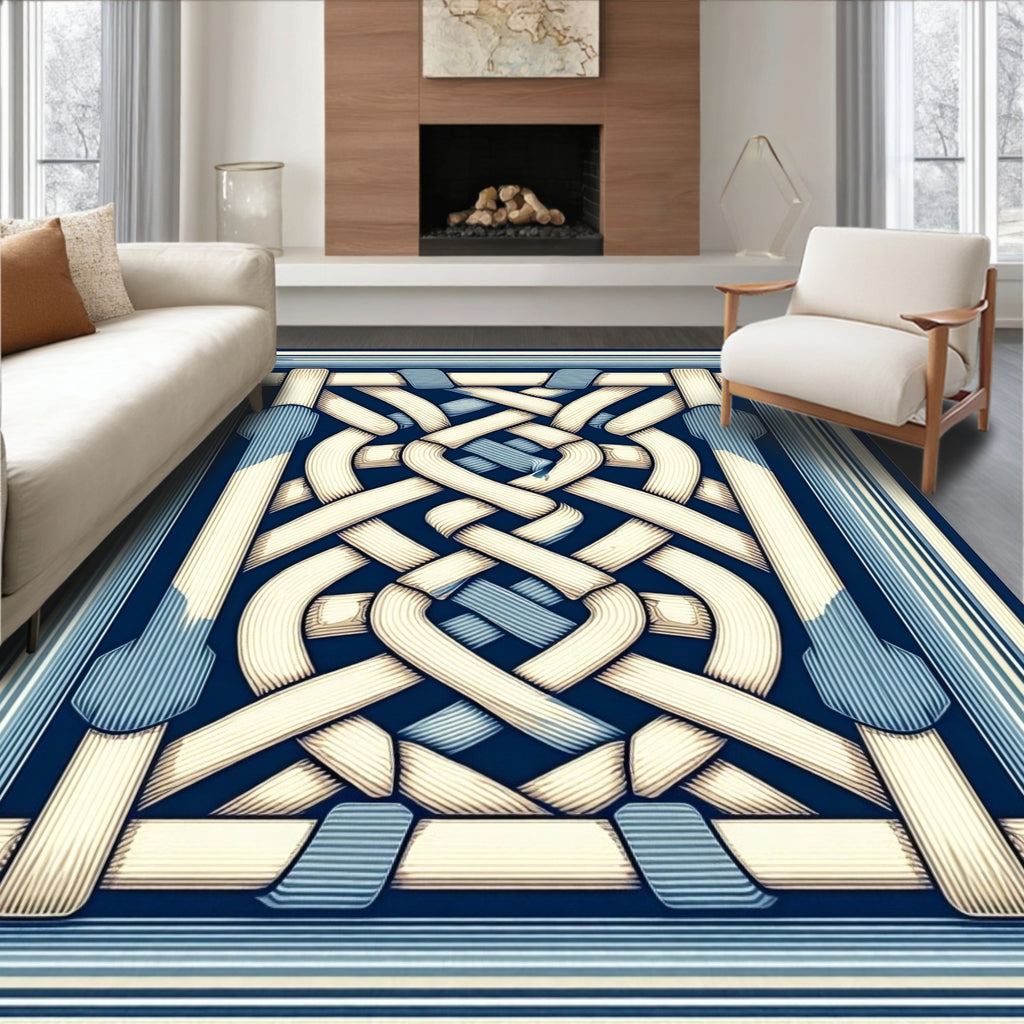 Intricate Intertwined Knot Pattern Rug