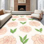 Soft Pink Floral Pattern Rug
