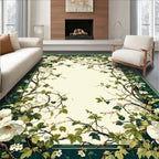 Elegant Green Floral Vine Design Rug