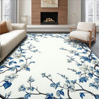 Classic White and Blue Floral Vine Rug