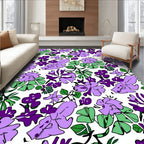 Vibrant Lilac Floral Tropical Pattern Rug
