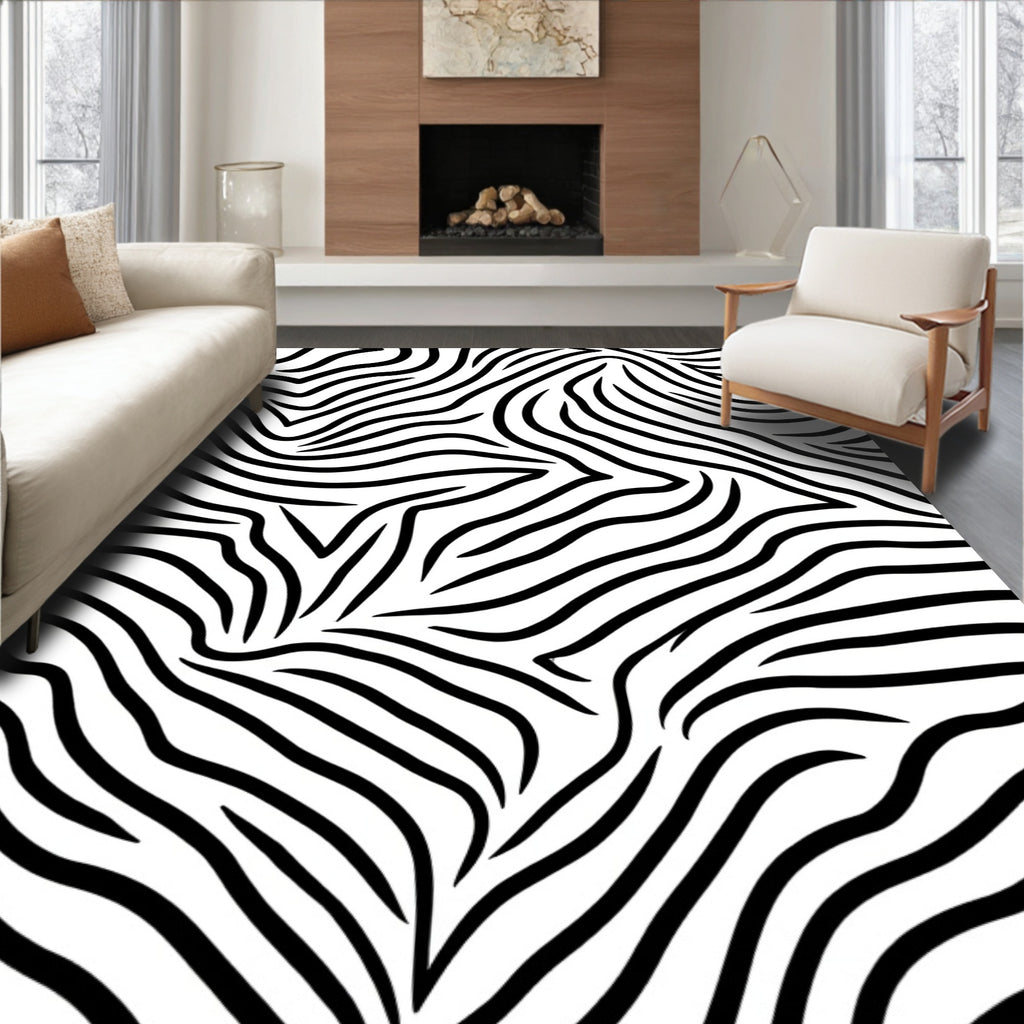 Wild Zebra Print Pattern Rug