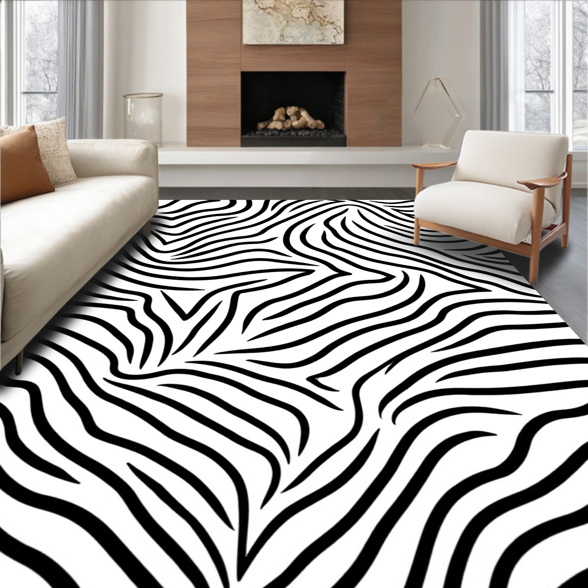 Wild Zebra Print Pattern Rug