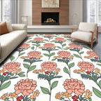 Coral Floral Botanical Pattern Rug
