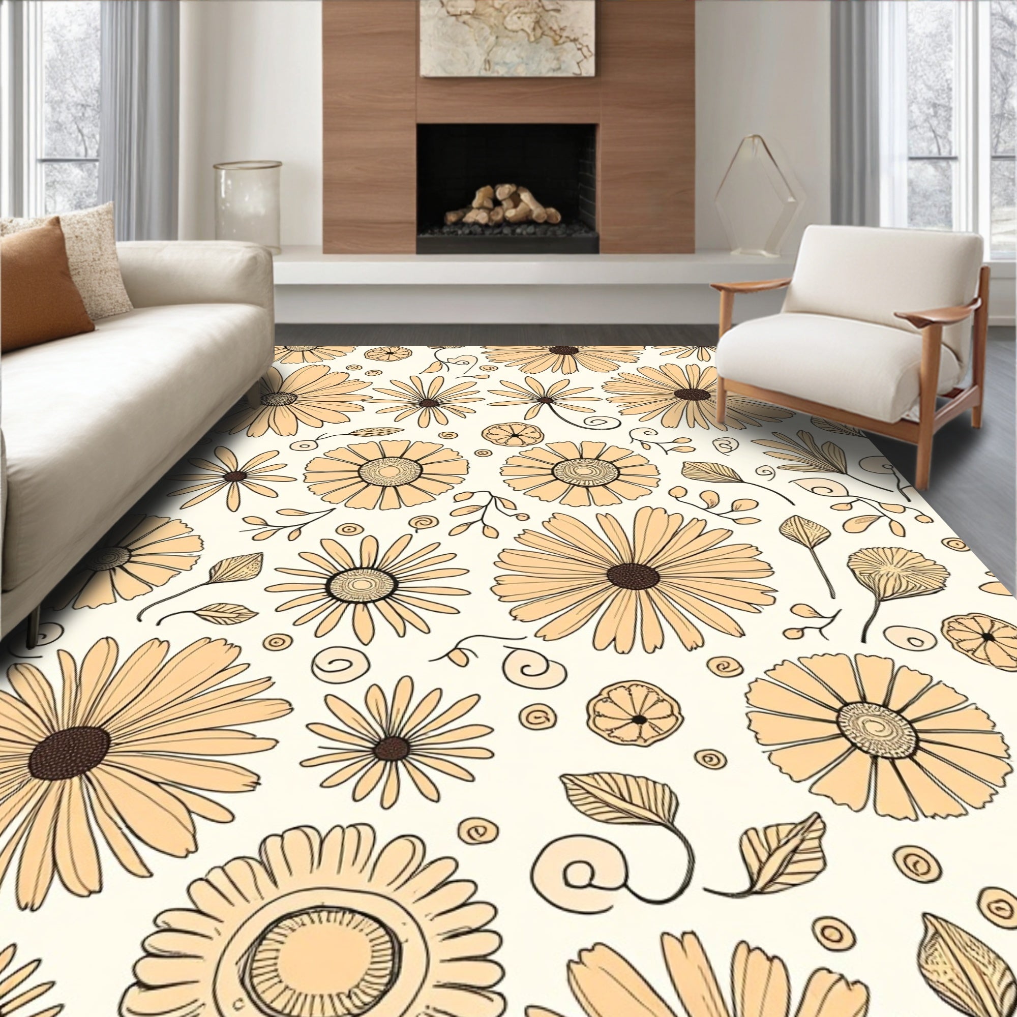 Charming Daisy Floral Pattern Rug