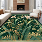 Elegant Lily Fern Botanical Art Rug