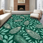 Elegant Feather and Leaf Design Rug