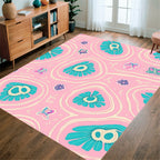 Whimsical Floral Butterfly Pattern Rug