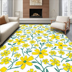 Yellow Floral Vines Pattern Rug
