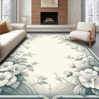 Botanical Garden White Floral Design Rug
