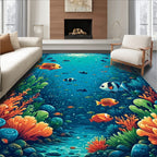 Vibrant Underwater Coral Reef Fish Design Rug