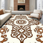 Classic Brown Floral Mandala Pattern Rug