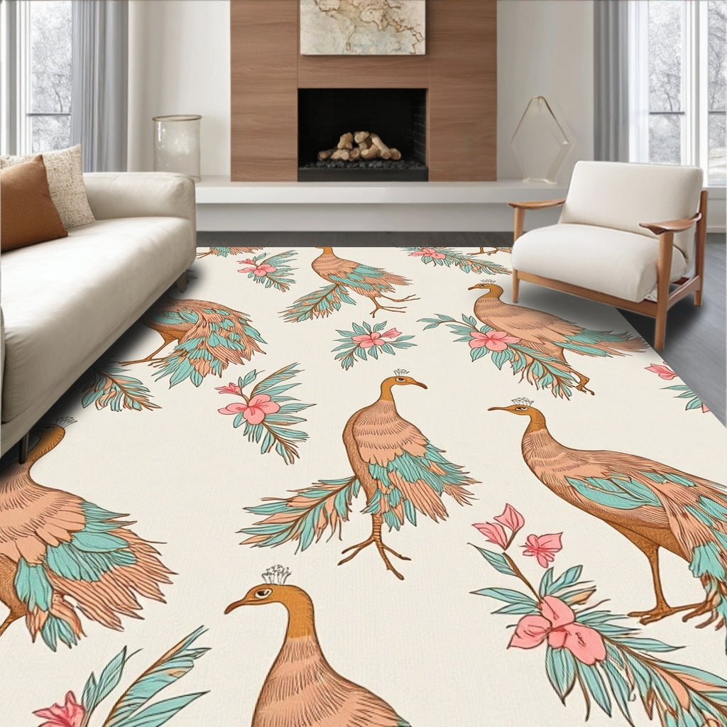 Peacock Floral Pattern Design Rug