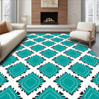 Teal Geometric Diamond Pattern Rug
