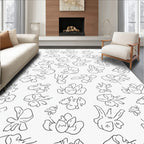 Hand Drawn Blossom Pattern Rug