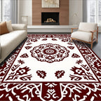Crimson Floral Medallion Border Rug