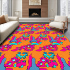 Funky Pink Blue Abstract Creatures Rug