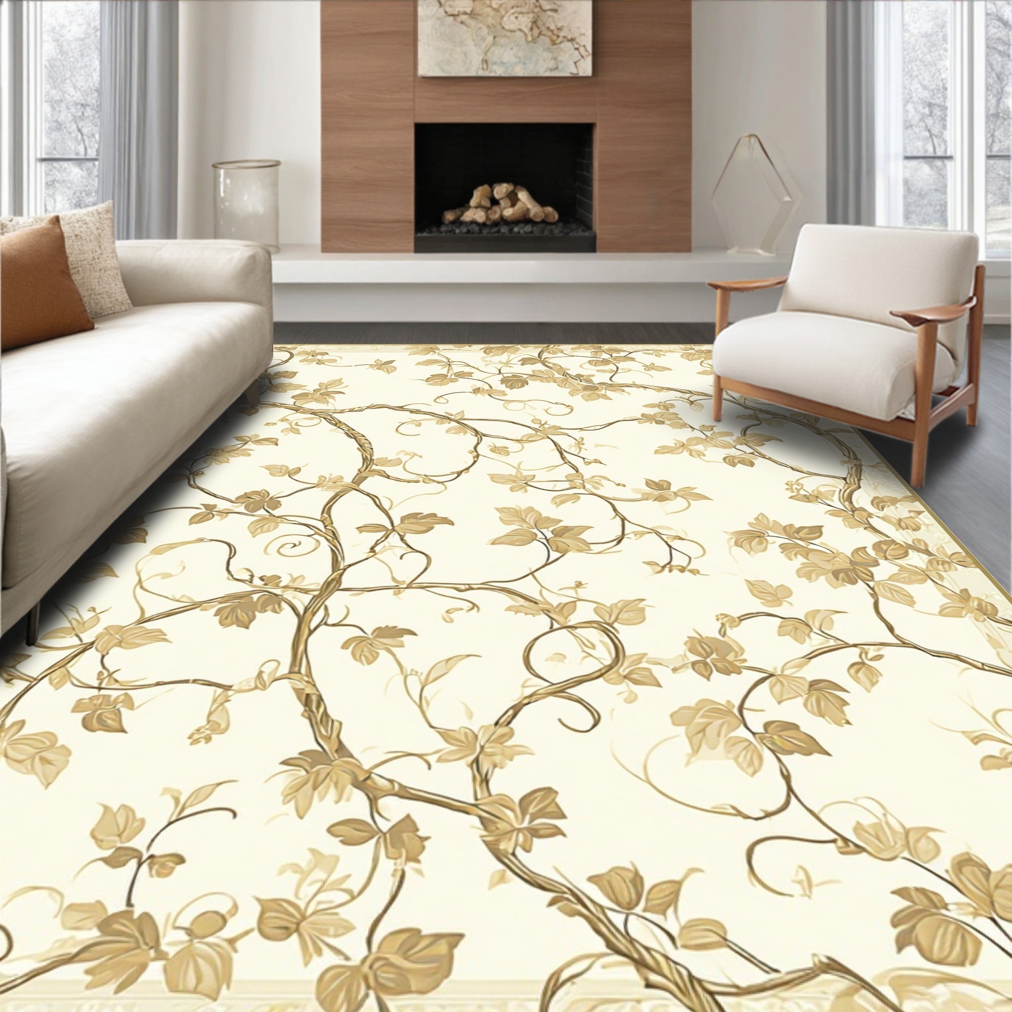 Classic Botanical Vine Cream Rug